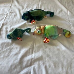 Ty Plush Chameleon Set - Green and Multicolor